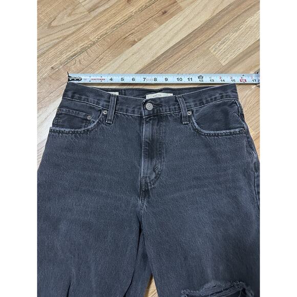 Levi's Premium Jeans Women's 28 Baggy Dad Wide Leg Black Denim Grunge Retro - Picture 7 of 11